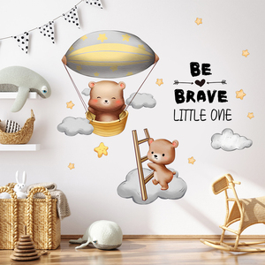 Autocollants muraux autocollants <span class=keywords><strong>en</strong></span> PVC avec animaux de dessin animé et ballons à air chaud, nuages <span class=keywords><strong>arc</strong></span>-<span class=keywords><strong>en</strong></span>-<span class=keywords><strong>ciel</strong></span>, papier peint pour <span class=keywords><strong>chambre</strong></span> d'enfant, salon - Product Image 1