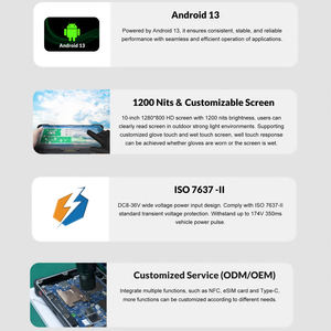 10インチIP67防水耐衝撃車載タブレットPC、Android 13 OS搭載、GPIO、RS232、CANBus、アナログ、4G LTE、GPS付き、農業トラクター用 - Product Image 4