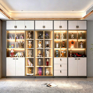 Huide Integrated <b>Wall</b> Mounted Bookcase With <b>Glass</b> Doors Storage Cabinet For Living Room Display <b>Shelf</b> HD-SG98 - Product Image 1