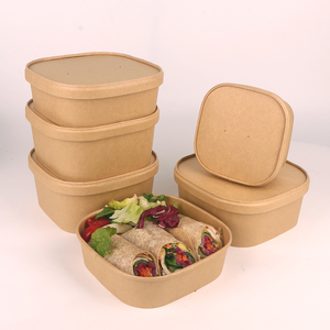 Cajas de Comida Cuadradas de Papel Kraft Biodegradable de 32 oz Personalizadas de Printon, Envases Desechables para Comida para Llevar con Tapas - Product Image 1