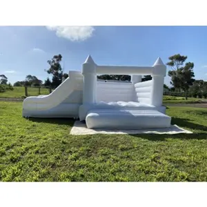 Надувной домик для прыжков для детской вечеринки на открытом воздухе, белый свадебный замок для прыжков, горка-батут