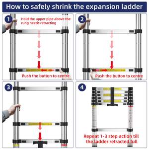 Échelles télescopiques en aluminium légères, extensibles et pliables, design moderne, pour la maison, le camping-car, le <span class=keywords><strong>grenier</strong></span>, utilisation quotidienne, <span class=keywords><strong>escalier</strong></span> - Product Image 5