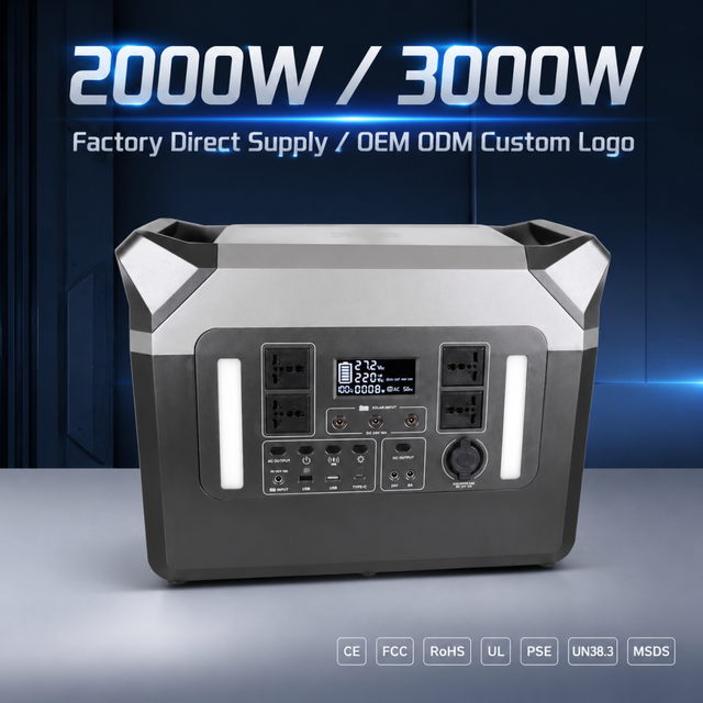 OEM ODM 2000W 3000W Portable Power Station 2000Wh 3000Wh LiFePO4 Solar Generator Pure Sine Wave MPPT Outdoor Home Backup RV