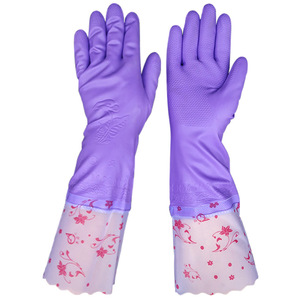 Gants en latex ménagers Borg 108-5, violets, 42,5 cm, imperméables, pour le nettoyage et la vaisselle - Product Image 2