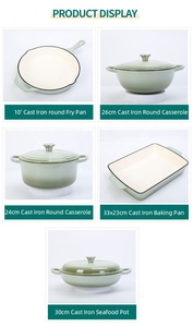 Nouvel ensemble de batterie de cuisine 5 pièces en <span class=keywords><strong>fonte</strong></span> émaillée, minimaliste, écologique, résistant au four et au lave-vaisselle, avec <span class=keywords><strong>plaque</strong></span> de grillade, en promotion - Product Image 3