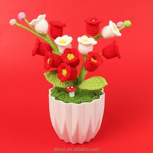 ดอกลิลลี่ถักโครเชต์ 12 ดอก พร้อมกระถางไหมพรม ทำด้วยมือ สำหรับตกแต่งบ้าน - Product Image 6