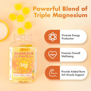 Low Price <b>Magnesium</b> Glycinate <b>Gummies</b> for Stress Relief Improve Immune & Memory Health Improve Sleep for Men - Product Image 3