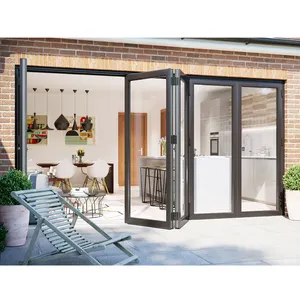 Puerta plegable de vidrio y aluminio, puertas plegables de vidrio, hechas en fábrica de China, gran oferta, 2022