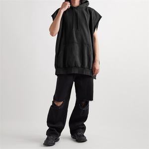 Sweat-shirt à capuche sans manches pour homme, 100% cottonoose, décontracté, uni - Product Image 3