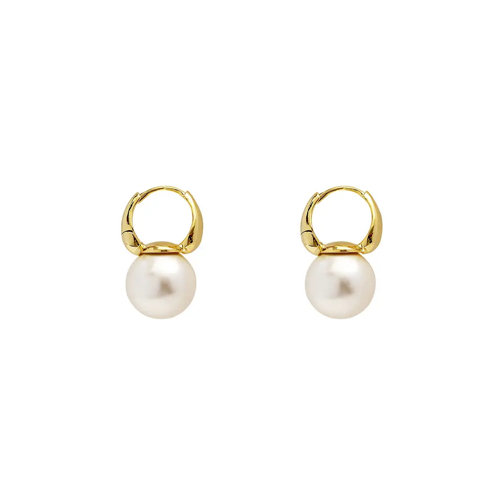 High Quality Pearl Pendant Earring Stud Jewelry 18K Gold Plated Pearl Earrings Dangling Pearl Hoop Earrings