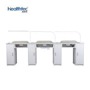 2025 grandes tables de bureau en bois blanches pour <span class=keywords><strong>manucure</strong></span> et ongles avec lampes pour salon de beauté - Product Image 3