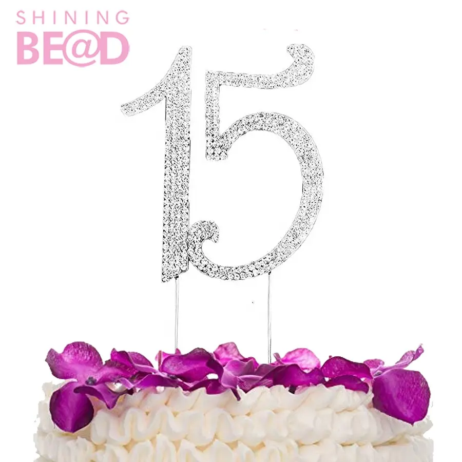 12CM Mix Style Strass Kristall Cake Topper Silber & Gold Zahlen Kuchen Dekorieren für Hochzeit, Geburtstag, Jubiläums feier