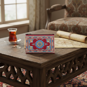 Monedero Turco Tejido Rojo y Turquesa con Diseño de Alfombra. Hecho en Turquía... Desde Turquía - Product Image 3