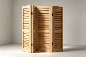 Wooden Folding <b>Room</b> <b>Divider</b> 3 <b>Panels</b> Handcrafted Bohemian Design Opaque Privacy Screen Frame Structure Breathable Sliding - Product Image 2