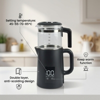 Bouilloire électrique numérique à écran tactile 1,8 L, 1500 W, température variable 45-90°C ℃   Système de maintien au chaud avec arrêt automatique pour usage domestique