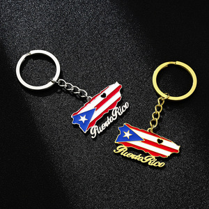 Gantungan Kunci Perhiasan Fashion Baja Anti Karat Pvd Tahan Air Peta Puerto Riko <span class=keywords><strong>USA</strong></span> Grosir untuk Wanita Pria - Product Image 4