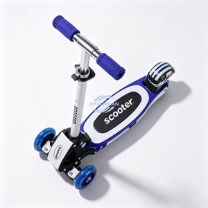 Patinete para Niños Pequeños, de Interior y Exterior, de Dos y Tres Ruedas, Plegable, con Horquilla de Acero, Ruedas de PVC con Luces, Juguete Recreativo - Product Image 1