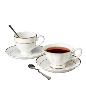 Juego de Taza y Platillo de Porcelana Fina con Detalles en Oro, Estilo Europeo de Lujo, Marca BAMBUS, para Café o Té de la Tarde, con Cuchara - Product Image 6