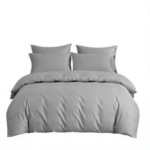 Ensemble de literie en coton gris uni minimaliste, 100% doux, housse de couette pour B&B, livraison directe UE, 3 pièces, stock Pologne - Product Image 1