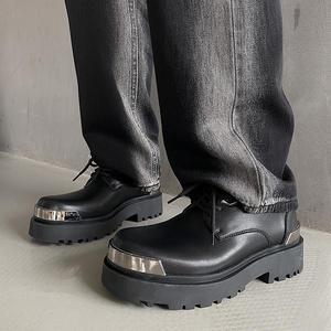 Chaussures en cuir véritable décontractées pour hommes, style britannique, derby d'hiver avec semelle épaisse, respirantes, confortables pour un usage quotidien et professionnel - Product Image 4