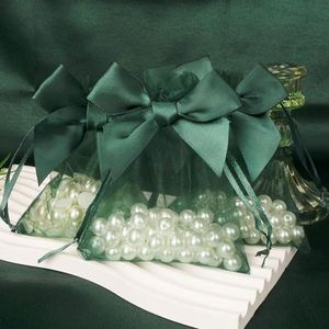 Bolsa de malla al por mayor con lazo, 9x12cm, de organza, para cosméticos, regalos, dulces de boda, almacenamiento y embalaje - Product Image 3