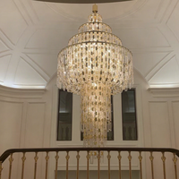 Lustre moderne en cristal à plusieurs niveaux, luminaire suspendu en cascade pour hall d'hôtel, escalier, atrium, projet de villa, décoration intérieure