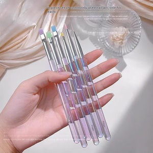 Pinceau à ongles transparent Aurora de haute qualité, nouveau design professionnel, 6 pièces/ensemble, pinceau professionnel pour la peinture d'art des ongles en salon - Product Image 2