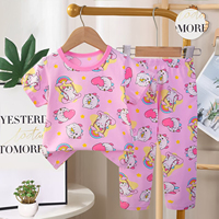 Nouveaux ensembles de vêtements d'été pour filles - T-shirts et shorts en toile de coton doux respirant style preppy avec motifs de dessins animés imprimés - été