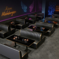 Ensemble de mobilier commercial pour restaurant, idéal pour salon de thé, pâtisserie, barbecue, restaurant de fondue - Style industriel/rétro, canapé en PU personnalisable