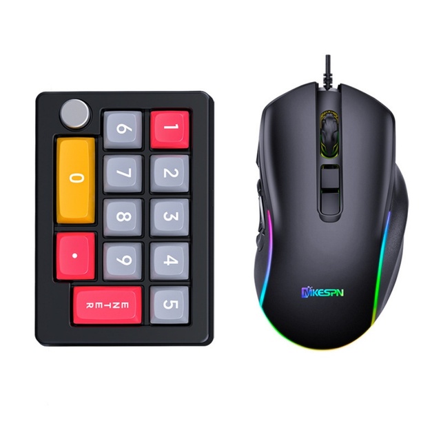 Mini Mechanical Gaming Keyboard with Knob RGB Hot Swap Macro Keys Wired Mouse Stock