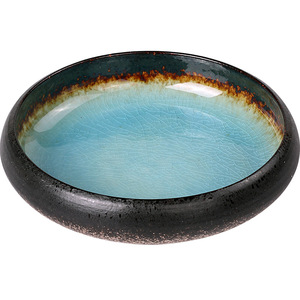 Plato de cerámica Japandi con efecto craquelado y esmalte reactivo para sushi y ensalada, ideal para bistrós, cafeterías y restaurantes. - Product Image 5