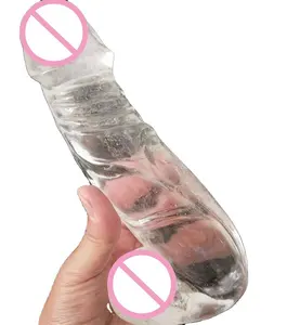 热卖天然手工抛光石透明石英水晶玻璃 Dildo 水晶阴茎出售