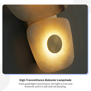 Alabaster <b>Wall</b> Lamp Brass Luxury Natural Stone <b>Sconce</b> Modern Minimalist 3-<b>Light</b> Vertical Luminaire Designer Bedroom Aisle <b>Light</b> - Product Image 4