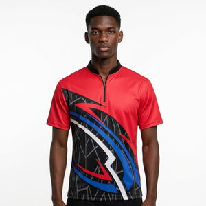 Camisetas de Boliche con Media Cremallera y Logotipo Personalizado por Sublimación, Manga Corta, 100% Poliéster, Unisex, Transpirables, Jersey Deportivo de Verano - Product Image 1