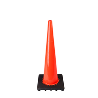 36 "cône mince orange flexible de sécurité routière de corps de PVC de 90cm avec la base noire
