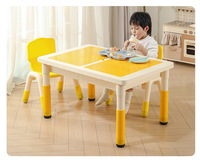 Table de jeu multifonction rectangulaire pour sable et blocs de construction, en plastique, réglable en hauteur, pour maternelle et enfants
