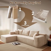 Sofá Modular de Esponja Pura Comprimida, Sofá Seccional Integrado con Estructura de Tela de Pana, Sofá Sencillo para Sala de Estar y Uso Hotelero