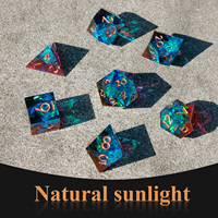 Ensemble de dés en résine DND, 7 pièces, dés polyédriques à bords tranchants avec papier coloré à l'intérieur, chiffres remplis de cuivre pour Dungeons and Dragons