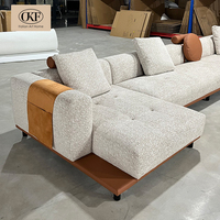 Grand Canapé Sectionnel Mobilier de Salon en Forme de U Moderne en Tissu avec Méridienne, Ensemble de Canapé d'Angle