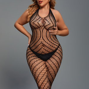 Di alta qualità da donna Lingerie aperta con cavallo intero a righe Sexy Bodystocking capestro tentazione femminile tuta a rete calza - Product Image 6