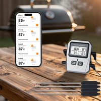 Thermomètre numérique sans fil pour viande avec 4 sondes pour la surveillance multi-aliments, contrôle via application Bluetooth, idéal pour grillades, fumoirs et cuisines intelligentes