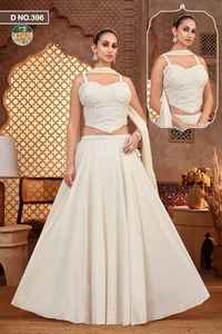 Ensemble Lehenga Choli brodé blanc pour femmes, tenue ethnique de créateur pour mariage et fêtes - Product Image 5