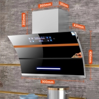 Hotte murale intelligente à double moteur 90 cm, aspiration puissante, LED, en cuivre et verre, pour cuisine connectée