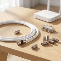 Câble coaxial RG6 mâle-mâle avec connecteurs de type F, blindage tressé en PVC, pour Internet haut débit, télévision numérique et antenne satellite