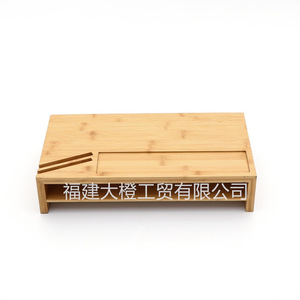 Bamboo Computer Monitor Riser Rectangle <b>Office</b> Organizer Standing Type Desktop <b>Storage</b> For <b>Office</b> Space - Product Image 1