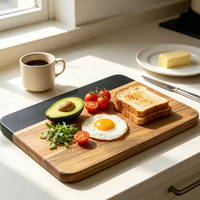 Planche à découper rectangulaire en bois d'acacia et marbre, moderne et écologique, pour la cuisine