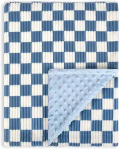 Fábrica Macio De Veludo Criança Cobertor Para Crianças Stripe Chessboard Cobertor Xadrez Para Venda poliéster Mink Throw Blanket Para Sofá