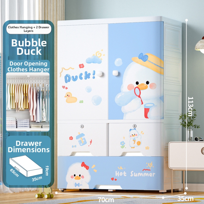 70 cm di larghezza, 1 strato, doppia anta con 3 cassetti - Bubble Duck