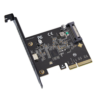 Carte contrôleur hôte PCIe x4 vers USB3.2 Gen2 x2 USB C type-c jusqu'à 20Gbps pour ordinateur de bureau, puce Asmedia 3242 avec alimentation SATA à 15 broches