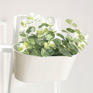 Oval Bucket Metal Tin <strong>Hanging</strong> <strong>Planter</strong> with Removable Hook for Baluster <strong>Fence</strong> Balcony Garden for Bonsai - Product Image 6